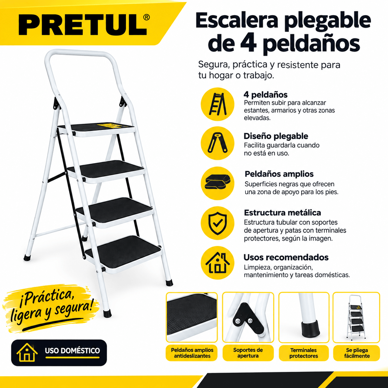 ESCALERA PLEGABLE PRETUL 4 PELDAÑOS